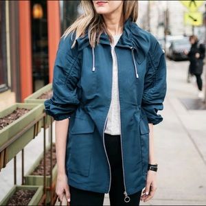 Ann Taylor Cinch Waist Anorak Rain Trench Jacket